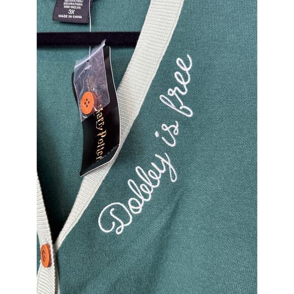 Harry Potter Dobby Is Free Cardigan 3X Green Embroidered BoxLunch NWT - Picture 3 of 10